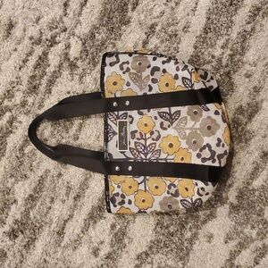 VERA BRADLEY mesh tote bag black yellow flowers Like New